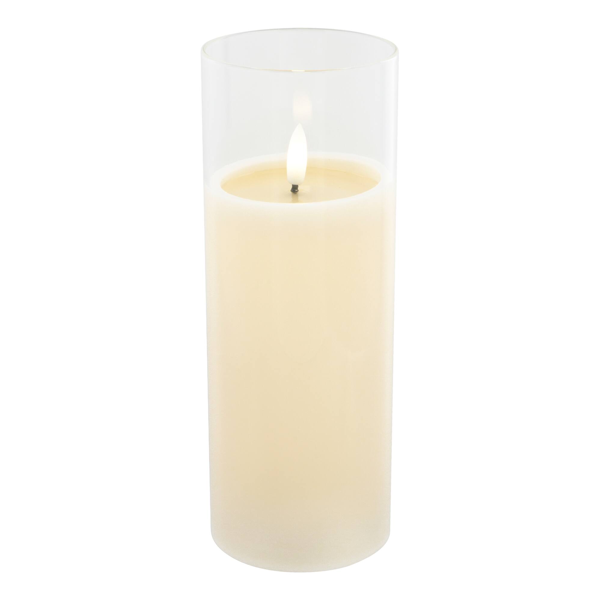 3" x 8" Flickering Flame LED Glass Wax Candle by Ashland